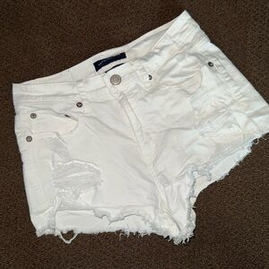 Aeropostale White Distressed Women Shorts